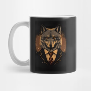 Handsome Wolf portrait wearing a suit Mug
